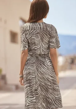 Discount LASCANA Wickelkleid Braun-Lindgrun Bedruckt