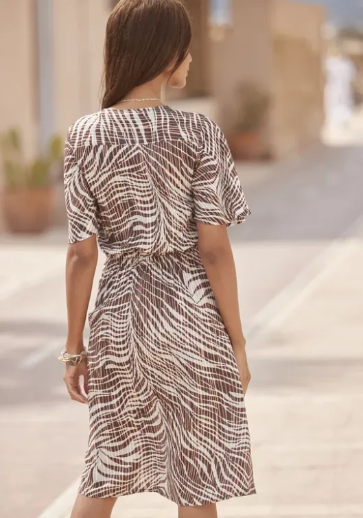 Discount LASCANA Wickelkleid Braun-Lindgrun Bedruckt