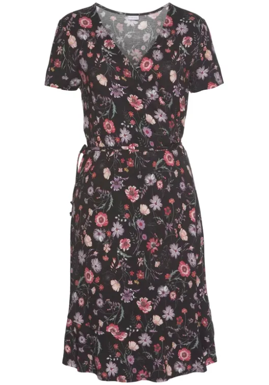 Sale LASCANA Wickelkleid Schwarz-Bedruckt
