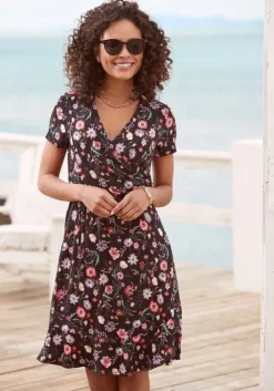 Sale LASCANA Wickelkleid Schwarz-Bedruckt