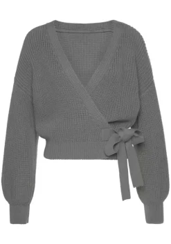 Discount LASCANA Wickelstrickjacke Grau